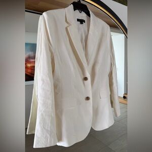 Women’s Versatile Ann Taylor Textured Two-Button Blazer - White - Size 10